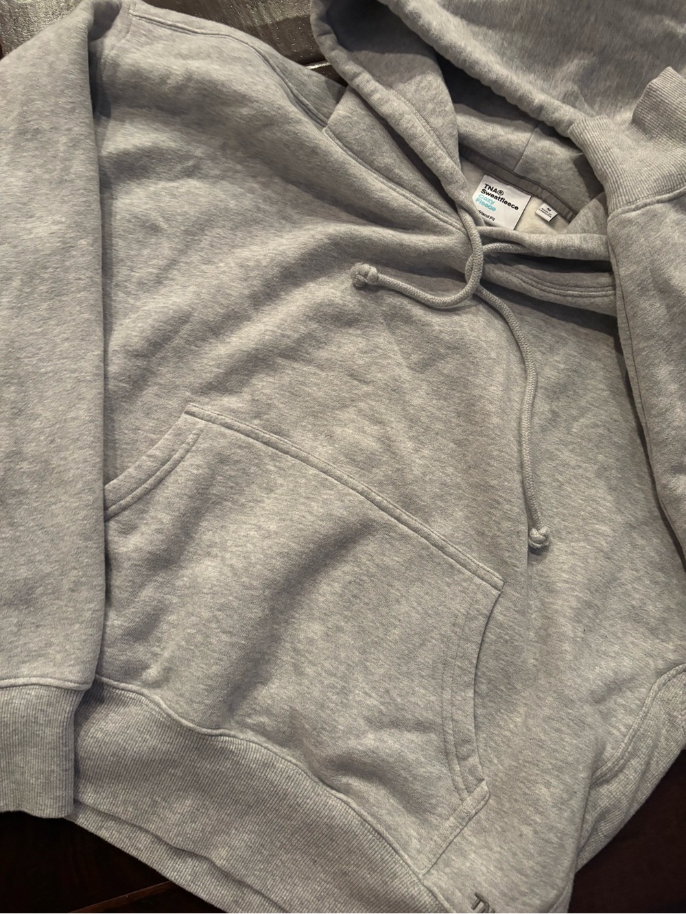 TNA Sweatfleece Cozy Fleece Boyfriend Fit Cropped Hoodie - Size Medium - Picture 4 of 9